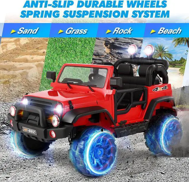 Alt view image 7 of 7 - JOYLDIAS 12V Battery Kids Red Ride on Truck Car Toys Black w/ MP3, LED Light, RC, Cover