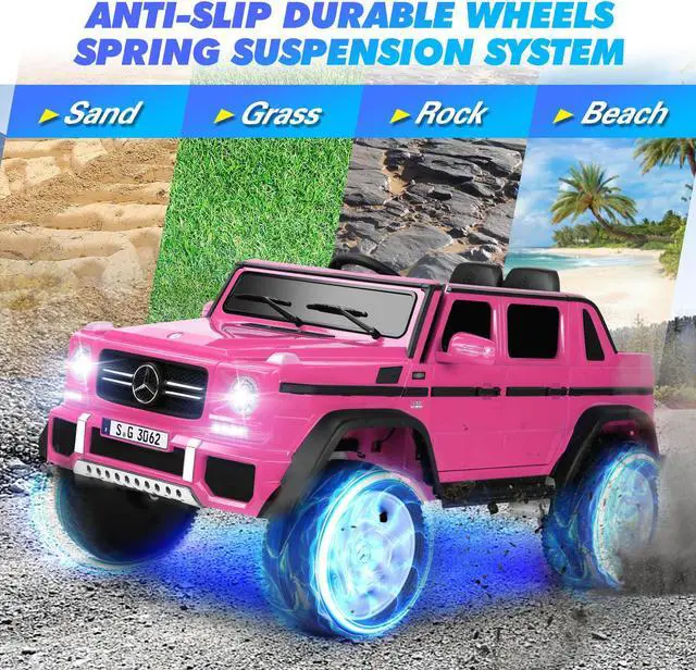 Alt view image 4 of 7 - JOYLDIAS 12V Kids Ride on Car 3 Speeds Licensed Mercedes-Benz Electric Toy with Bluetooth, Remote Control, LED Light (Pink)