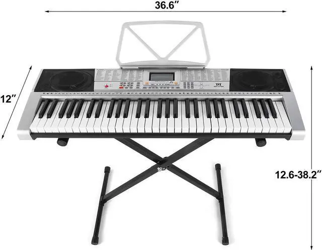Alt view image 2 of 7 - Mustar 61 Keys Electric Piano Keyboard for Beginners with Lighted Up Keys, Stand, LCD Screen, Headphones, Microphone
