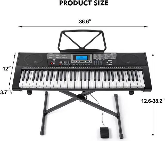 Alt view image 2 of 7 - MUSTAR Piano Keyboard, 61 Key Keyboard Piano with Lighted Up Keys, Electric Piano Portable Piano Keyboard for Beginners with Stand, Sustain Pedal, Headphones, Microphone