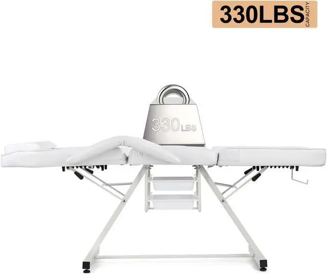 Alt view image 6 of 6 - Artist hand Tattoo Chair for Client with Trays Facial Bed Lash Bed for Eyelash Extensions Massage Bed Massage Table Salon Chair (White)
