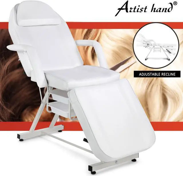 Main image of Artist hand Tattoo Chair for Client with Trays Facial Bed Lash Bed for Eyelash Extensions Massage Bed Massage Table Salon Chair (White)