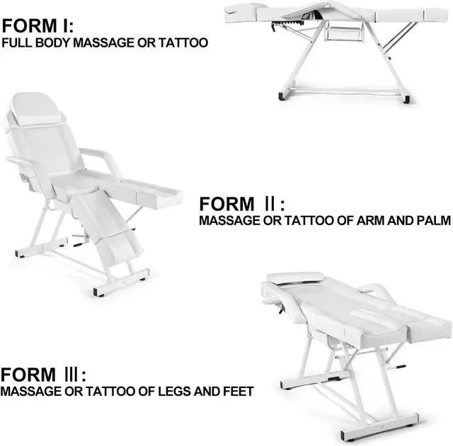 Alt view image 2 of 5 - Artist hand Massage Table Facial Bed Massage Bed Lash Bed for Eyelash Extensions Salon Chair with Tray,Split Footrests(White)