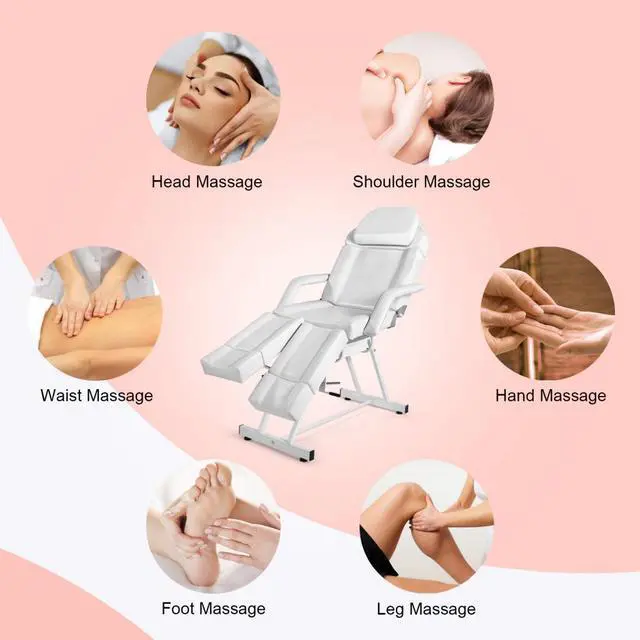 Alt view image 5 of 5 - Artist hand Massage Table Facial Bed Massage Bed Lash Bed for Eyelash Extensions Salon Chair with Tray,Split Footrests(White)