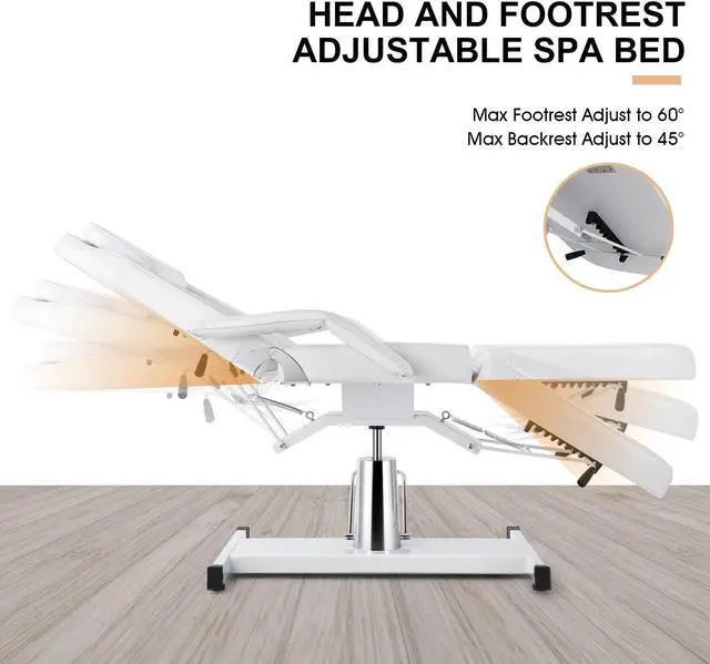 Alt view image 4 of 7 - Artist hand Professional Hydraulic Tattoo Bed Swivel aesthetician Chair Adjustable Beauty Bed Esthetician Spa Bed for Eyelash Facial Bed Extensions Salon Equipment (White)