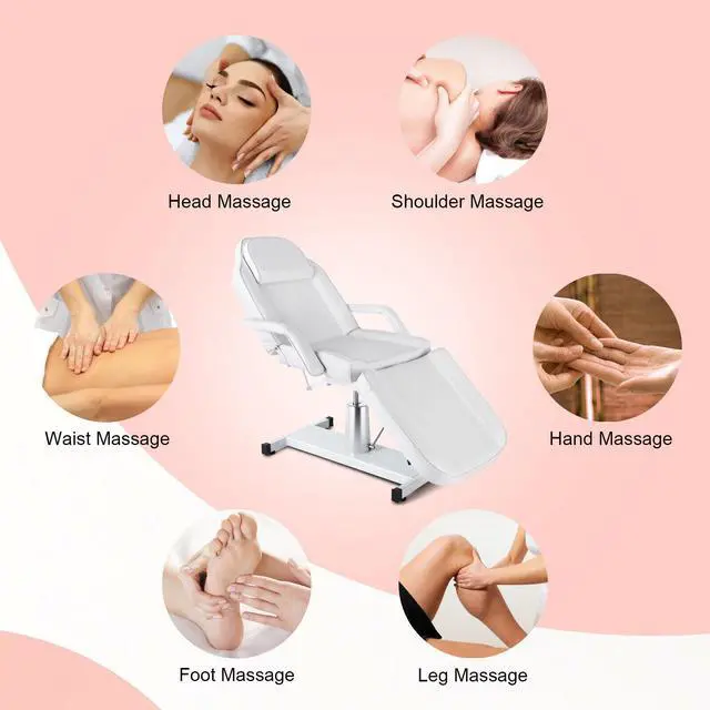 Alt view image 7 of 7 - Artist hand Professional Hydraulic Tattoo Bed Swivel aesthetician Chair Adjustable Beauty Bed Esthetician Spa Bed for Eyelash Facial Bed Extensions Salon Equipment (White)