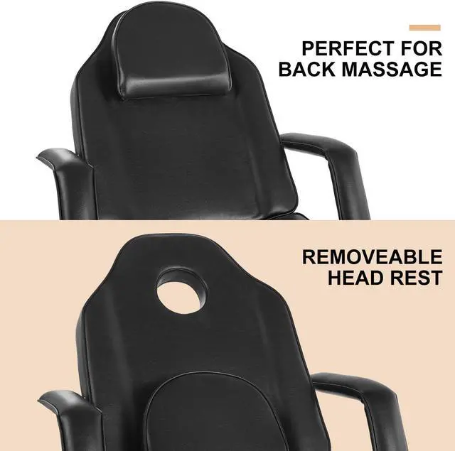 Alt view image 6 of 6 - Artist hand Tattoo Chair for Client with Tray Facial Bed Lash Bed for Eyelash Extensions Massage Table Salon Chair (Black)