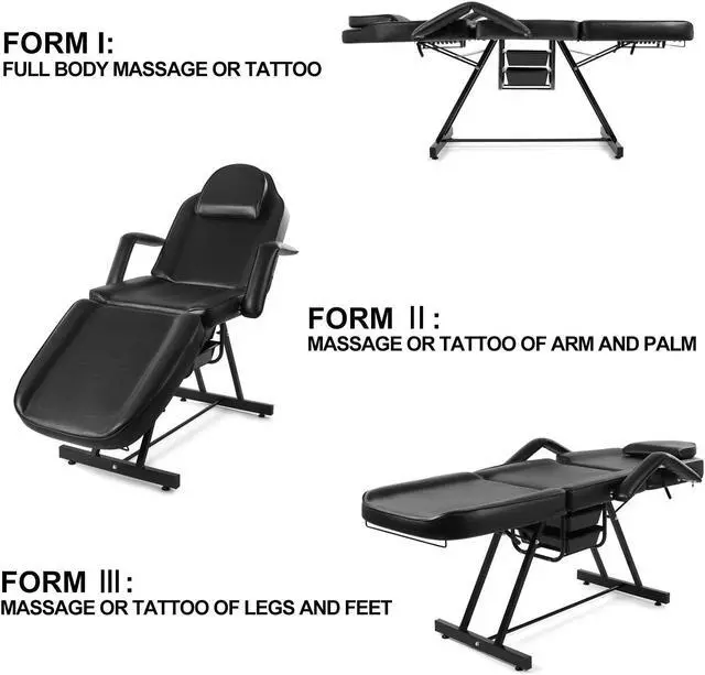 Alt view image 2 of 6 - Artist hand Tattoo Chair for Client with Tray Facial Bed Lash Bed for Eyelash Extensions Massage Table Salon Chair (Black)