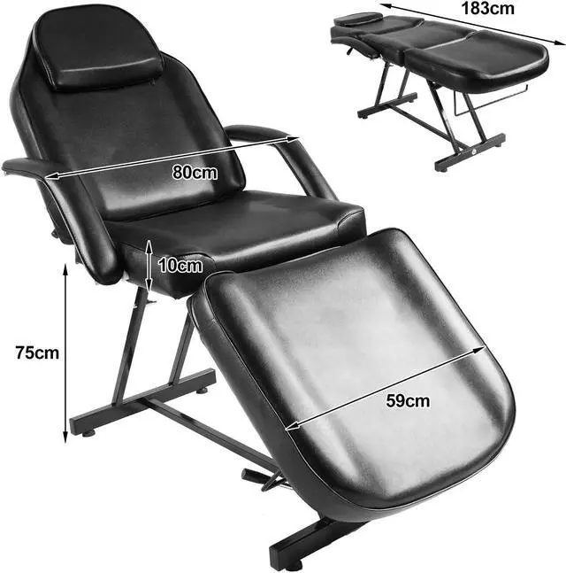 Alt view image 4 of 7 - Artist hand Facial Bed Massage Table Adjustable Tattoo Chair W/Free Barber Bed Spa Chair Salon Massage Equipment Tattoo Bed Salon Chair with Tattoo Stool