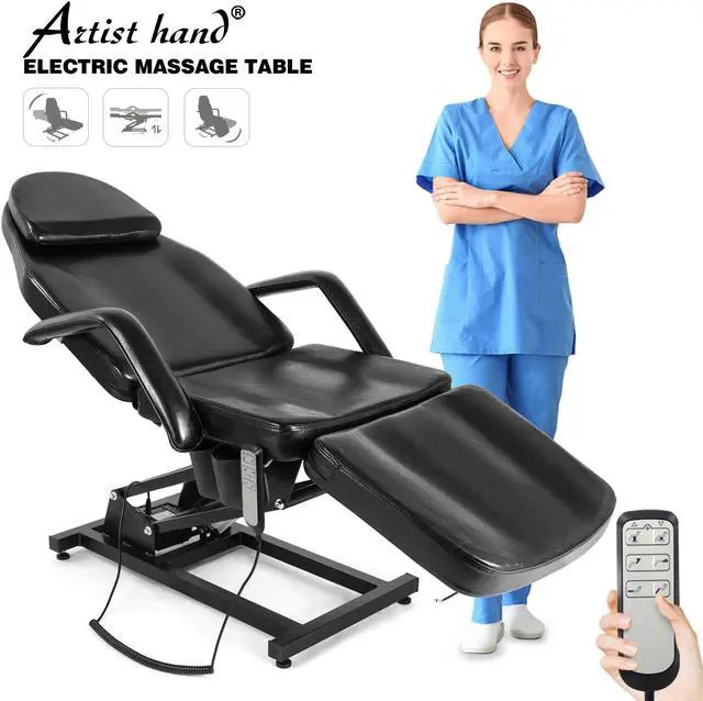 Main image of Artist hand 3 Motor Electrical Facial Bed for Esthetician 110V Massage Table Beauty Bed Medical Aesthetic Tattoo Chair with Adjustments, Black