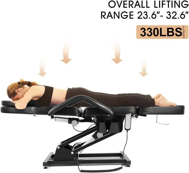 Alt view image 4 of 6 - Artist hand 3 Motor Electrical Facial Bed for Esthetician 110V Massage Table Beauty Bed Medical Aesthetic Tattoo Chair with Adjustments, Black