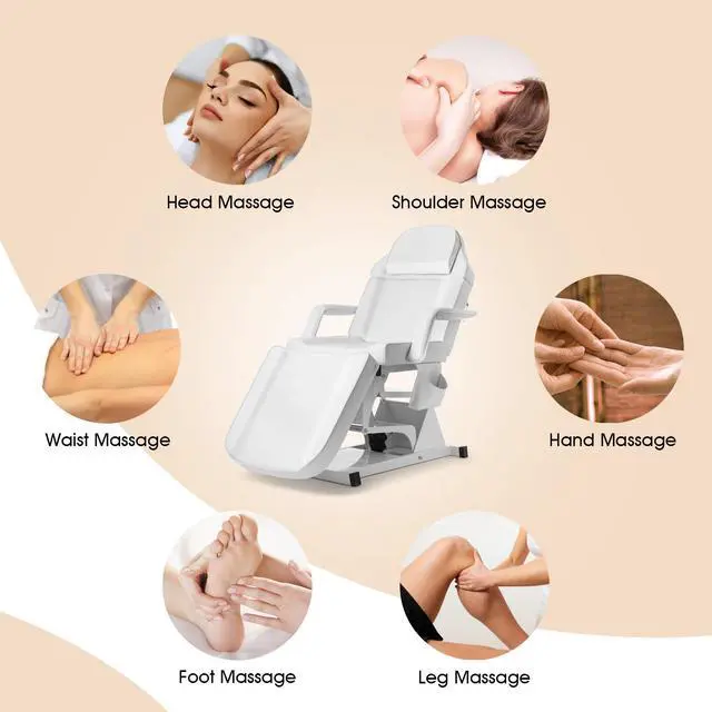 Alt view image 6 of 6 - Artist hand 3 Motor Electrical Facial Bed for Esthetician 110V Massage Table Beauty Bed Medical Aesthetic Tattoo Chair with Adjustments, White