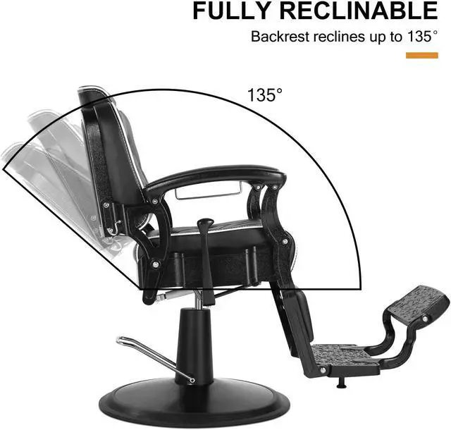 Alt view image 6 of 7 - Artist hand Barber Chair All Purpose Hydraulic Recline Salon Chair Beauty Spa Vintage Barber Chair Heavy Duty Chair(Black)