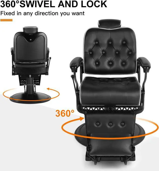 Alt view image 4 of 7 - Artist hand Barber Chair All Purpose Hydraulic Recline Salon Chair Beauty Spa Vintage Barber Chair Heavy Duty Chair(Black)