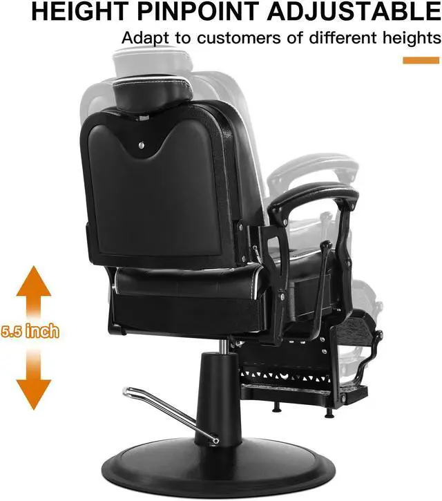 Alt view image 5 of 7 - Artist hand Barber Chair All Purpose Hydraulic Recline Salon Chair Beauty Spa Vintage Barber Chair Heavy Duty Chair(Black)