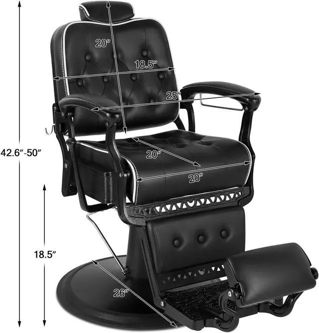 Alt view image 2 of 7 - Artist hand Barber Chair All Purpose Hydraulic Recline Salon Chair Beauty Spa Vintage Barber Chair Heavy Duty Chair(Black)