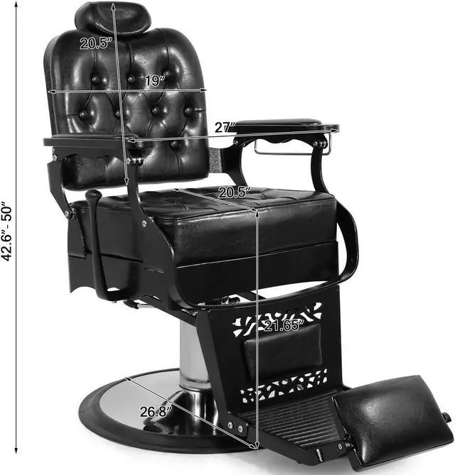 Alt view image 2 of 6 - Artist hand Vintage Barber Chair Heavy Duty Hydraulic Recline Salon Chair Classic Barber Chairs for Hair Stylist Tattoo Chair Barber Salon Equipment