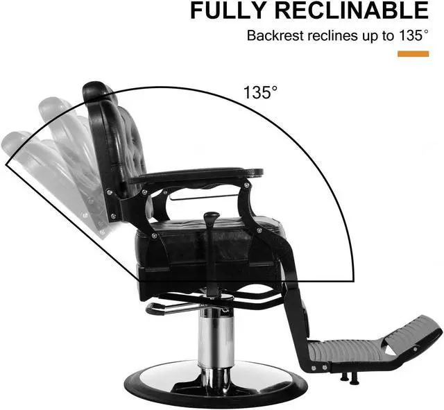 Alt view image 3 of 6 - Artist hand Vintage Barber Chair Heavy Duty Hydraulic Recline Salon Chair Classic Barber Chairs for Hair Stylist Tattoo Chair Barber Salon Equipment