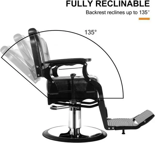 Alt view image 4 of 5 - Artist hand Antique Barber Chair Vintage Barber Chair Heavy Duty Barber Chairs Hydraulic Reclining Salon Chair Tattoo Chair Salon Equipment(Black)