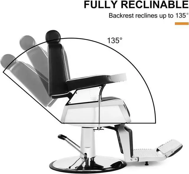Alt view image 3 of 7 - Barber Chair Reclining Hydraulic Barber Chairs Heavy Duty Styling Chairs for Salon Chair Tattoo Chair Beauty Equipment (Black)