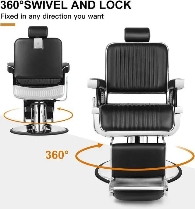 Alt view image 7 of 7 - Barber Chair Reclining Hydraulic Barber Chairs Heavy Duty Styling Chairs for Salon Chair Tattoo Chair Beauty Equipment (Black)