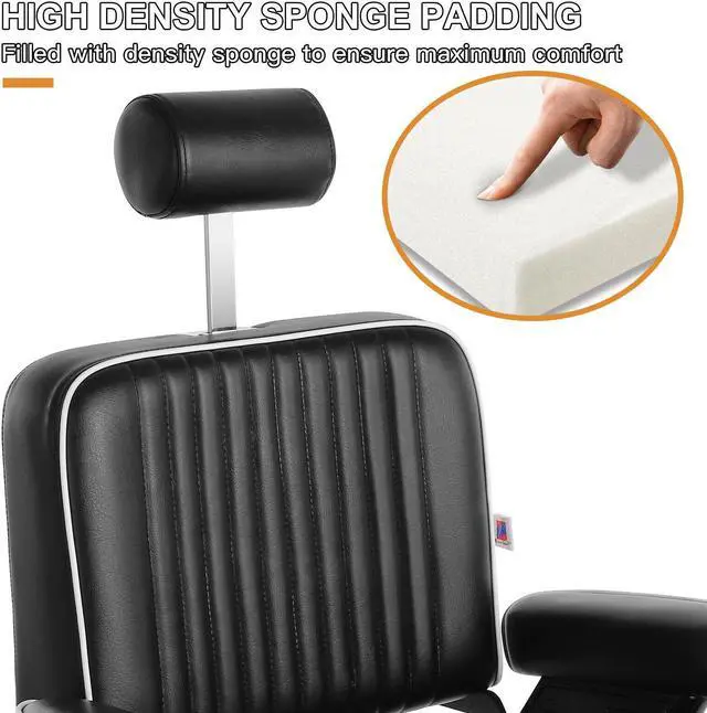 Alt view image 4 of 7 - Barber Chair Reclining Hydraulic Barber Chairs Heavy Duty Styling Chairs for Salon Chair Tattoo Chair Beauty Equipment (Black)