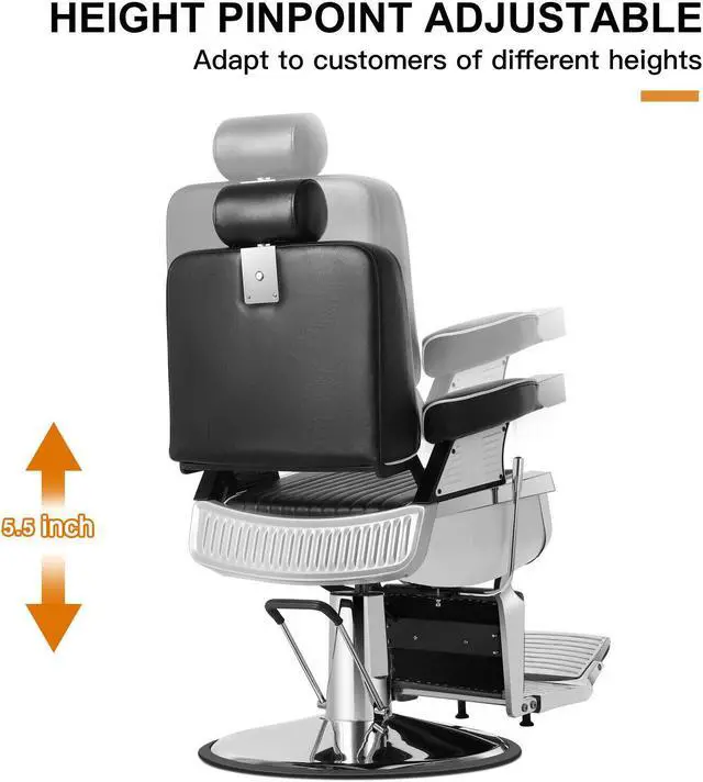 Alt view image 6 of 7 - Barber Chair Reclining Hydraulic Barber Chairs Heavy Duty Styling Chairs for Salon Chair Tattoo Chair Beauty Equipment (Black)