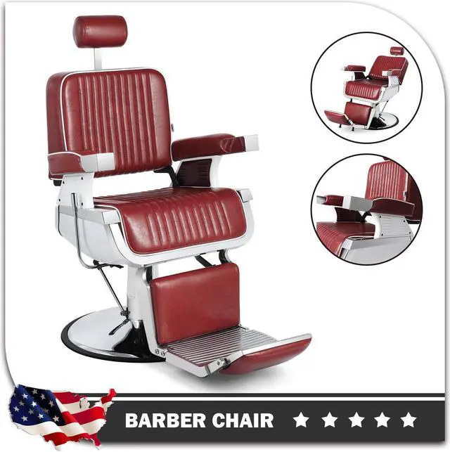 Main image of Barber Chair Reclining Hydraulic Barber Chairs Heavy Duty Styling Chairs for Salon Chair Tattoo Chair Beauty Equipment (Red)