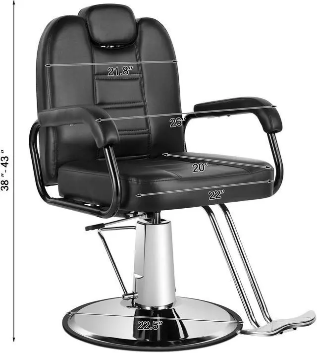 Alt view image 2 of 7 - Artist hand Heavy Duty Hydraulic Barber Chairs, Reclining Salon Chair Spa Furniture Shampoo Reclining Extra Wider Seat Beauty Hair Salon Equipment, Max Load Weight 350 Lbs (Black)