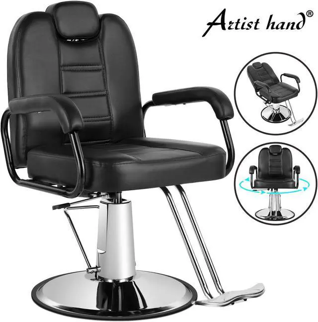 Main image of Artist hand Heavy Duty Hydraulic Barber Chairs, Reclining Salon Chair Spa Furniture Shampoo Reclining Extra Wider Seat Beauty Hair Salon Equipment, Max Load Weight 350 Lbs (Black)