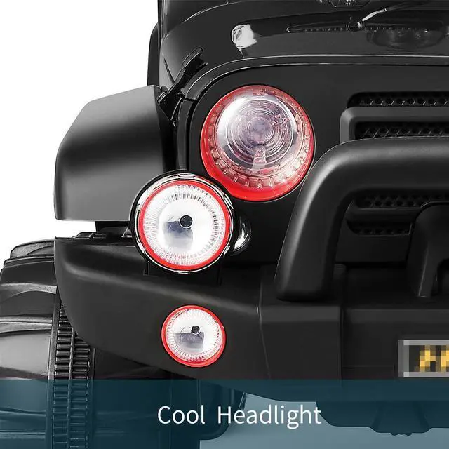 Alt view image 7 of 7 - JOYLDIAS 2 Seater Ride On Truck and Car Cover, 12V Children's Electric Car with Parental Remote Control, Music, MP3 Player, LED Lights, Spring Suspension, Black