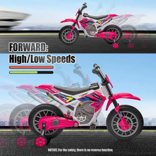Alt view image 3 of 7 - JOYLDIAS Kids Motorcycle Dirt Bike, 12V7AH Battery-Powered Ride On Motorcycle for Kids, Off-Road Street Bike w/Music, Training Wheels, Spring Suspension, High/Low Speeds, Rose Pink
Visit the JOYLDIAS