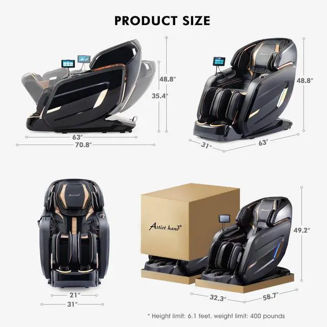 Alt view image 5 of 6 - 4D Massage Chair Full Body, 51" SL Track Zero Gravity Massage Chair Recliner with 24 Modes, Back Calf Foot Heating, Bluetooth Speaker, Airbags, AI Voice Control, Body Scan, Foot Massager