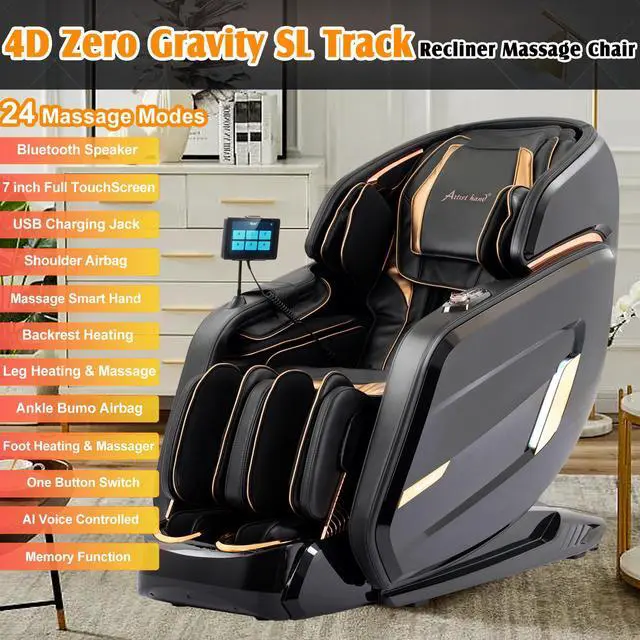 Alt view image 3 of 6 - 4D Massage Chair Full Body, 51" SL Track Zero Gravity Massage Chair Recliner with 24 Modes, Back Calf Foot Heating, Bluetooth Speaker, Airbags, AI Voice Control, Body Scan, Foot Massager