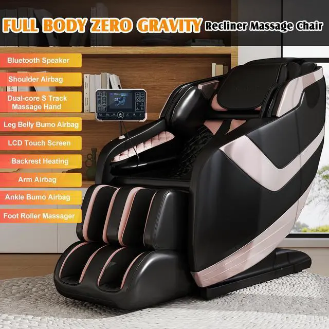 Alt view image 2 of 6 - Massage Chair Full Body, Zero Gravity Massage Chair, Dual Core SL-Track Massage Recliner Chair with 12 Modes, Bluetooth Speakers, Full Body Airbag Compression, Heating, Foot Rollers, Black