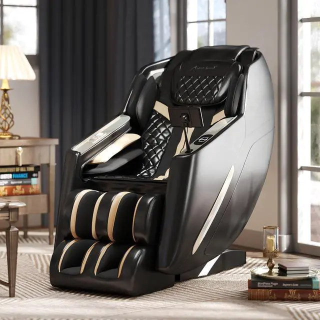 Alt view image 5 of 6 - Massage Chair Full Body, Zero Gravity Massage Chair SL-Track Shiatsu Massage Recliner Chair with AI Voice Control, Heating, Bluetooth Speakers, Foot Massager, Full Body Airbags (Black)