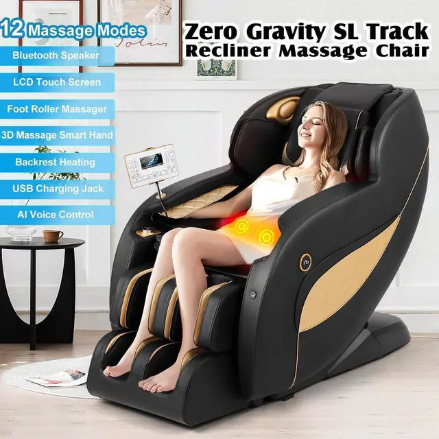 Alt view image 4 of 6 - Massage Chair Full Body - SL Track Zero Gravity Recliner with 12 Modes, Bluetooth, Body Scan, Foot Roller, Airbags Massage, AI Voice Control