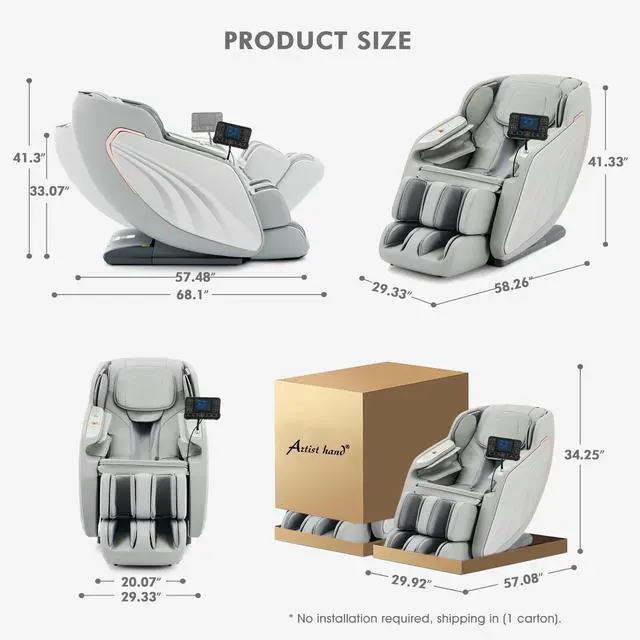 Alt view image 4 of 6 - Massage Chair Full Body, Luxury 4D Zero Gravity Massage Chair with SL-Track, Heating, Foot Rollers, Bluetooth Speaker, Full Body Airbags Compression Massage, Adjustable Recline (Silver)