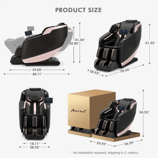 Alt view image 3 of 6 - Massage Chair Full Body, Zero Gravity Massage Chair, Dual Core SL-Track Massage Recliner Chair with 12 Modes, Bluetooth Speakers, Full Body Airbag Compression, Heating, Foot Rollers, Black