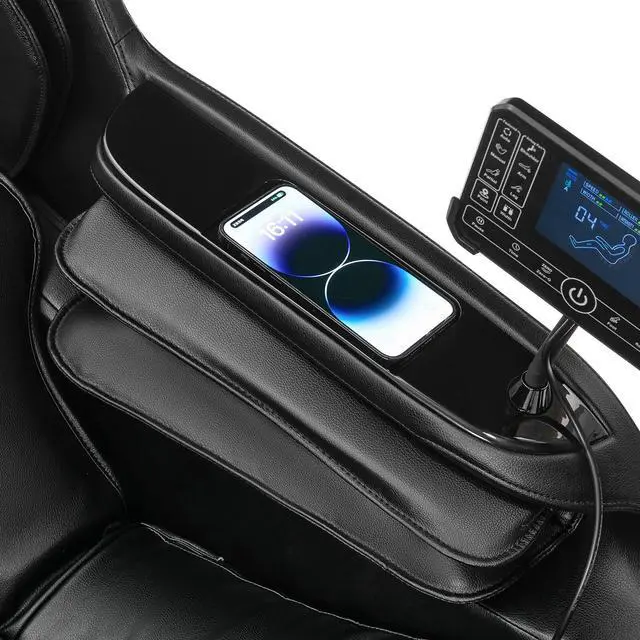 Alt view image 2 of 6 - Massage Chair Full Body, Luxury 4D Zero Gravity Massage Chair with SL-Track, Heating, Foot Rollers, Bluetooth Speaker, Full Body Airbags Compression Massage, Adjustable Recline (Black)
