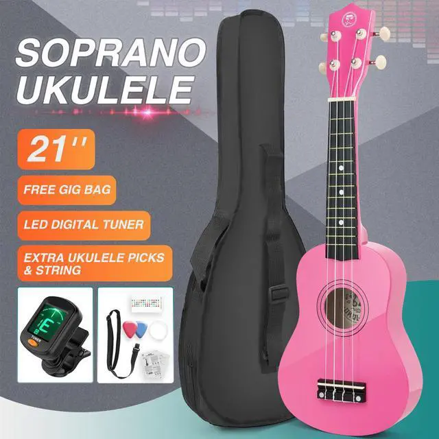 Main image of Soprano Melody 21 Inch Basswood Soprano Ukulele Beginner Kit with Gig Bag, Strap, Picks, Ukulele Set for Kids and Beginners