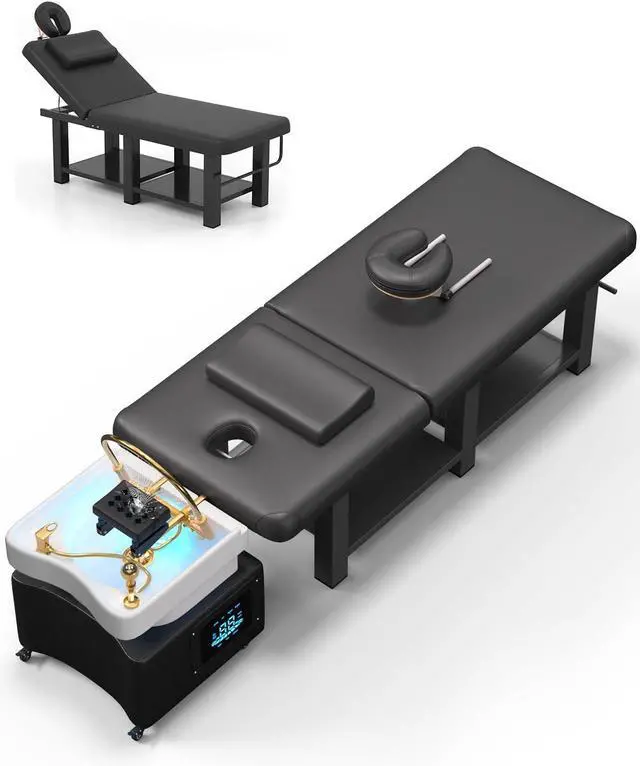 Main image of Artist Hand Head Spa Bed with Shampoo Sink | Massage Bed, Movable Scalp Treatment Unit, Rolling Locking Casters, Hot/Cold Water Connection, High-Density Foam, Salon Shampoo Station