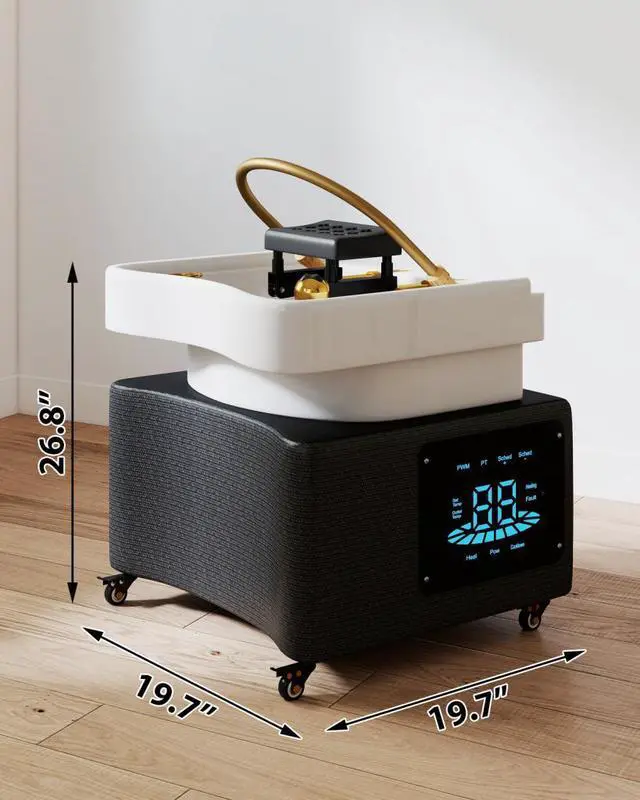 Alt view image 6 of 6 - Artist Hand Head Spa Bed with Shampoo Sink | Massage Bed, Movable Scalp Treatment Unit, Rolling Locking Casters, Hot/Cold Water Connection, High-Density Foam, Salon Shampoo Station