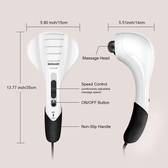 Alt view image 5 of 7 - Cotsoco Handheld Neck Back Massager - Double Head Electric Full Body Massager - Deep Tissue Percussion Massage Hammer for Muscles, Arm, Neck, Shoulder, Back, Leg, Foot (Black)