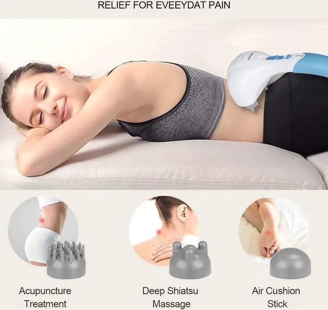 Alt view image 4 of 6 - Cotsoco Handheld Neck Back Massager - Double Head Electric Full Body Massager - Deep Tissue Percussion Massage Hammer for Muscles, Arm, Neck, Shoulder, Back, Leg, Foot (Blue)