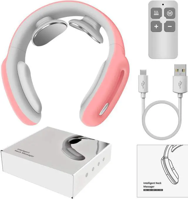 Alt view image 7 of 7 - Electric Pulse Neck Massager Cordless, Intelligent Neck Massager with Heat, 3 Modes 15 Levels Deep Tissue Trigger Point Massager for Pain Relief and Relax at Office, Home, Travel, Car