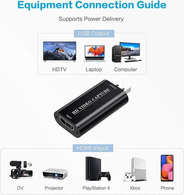 Alt view image 2 of 7 - HDMI to USB Video Capture Card, HDMI to USB 1080p USB2.0, Record Directly to Computer for Gaming, Streaming, Teaching, Video Conference or Live Broadcasting