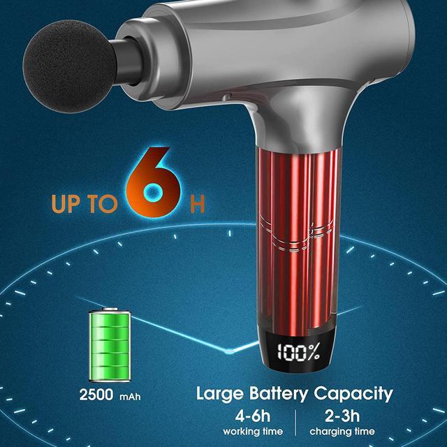 Alt view image 4 of 7 - Massage Gun Deep Tissue,Percussion Back Neck Head Handheld Massager Gun for Athletes,Muscle Massage Gun for Pain Relief with 30 Speeds