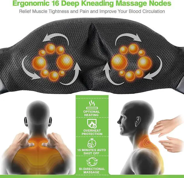 Alt view image 2 of 7 - Cotsoco Shiatsu Back Neck and Shoulder Massager with Heat,Deep Tissue 4D Kneading Pillow, Electric Full Body Massager for Shoulders,Legs,Foot,Body Muscle Pain Relief,Gifts for Mom Dad