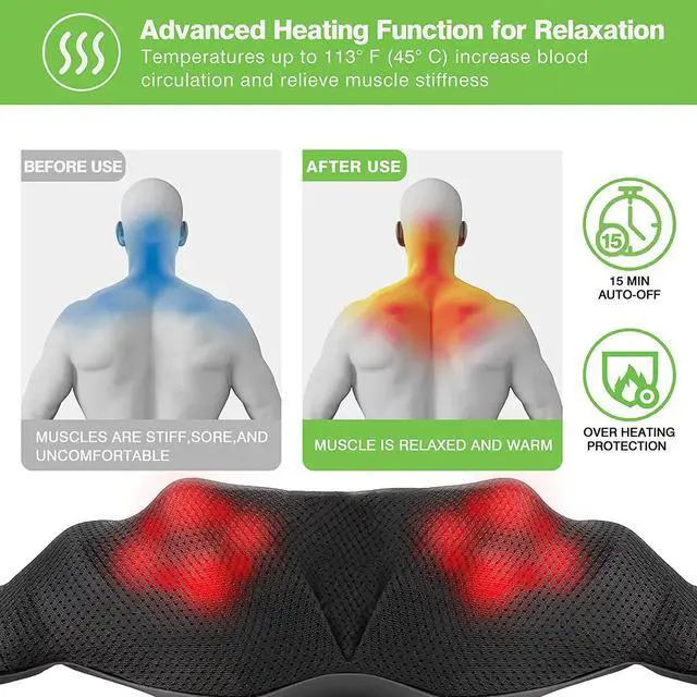 Alt view image 5 of 7 - Cotsoco Shiatsu Back Neck and Shoulder Massager with Heat,Deep Tissue 4D Kneading Pillow, Electric Full Body Massager for Shoulders,Legs,Foot,Body Muscle Pain Relief,Gifts for Mom Dad